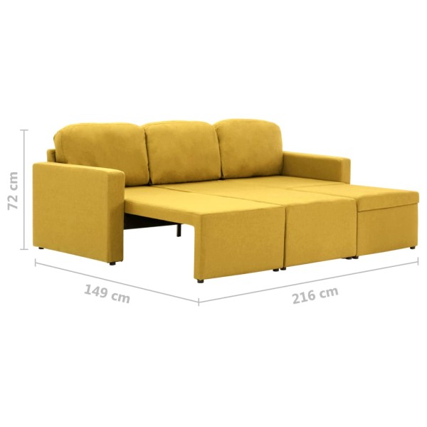 Sofá cama modular de 3 plazas tela amarillo