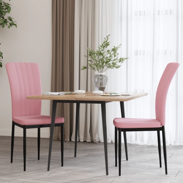 Sillas de comedor 2 unidades terciopelo rosa