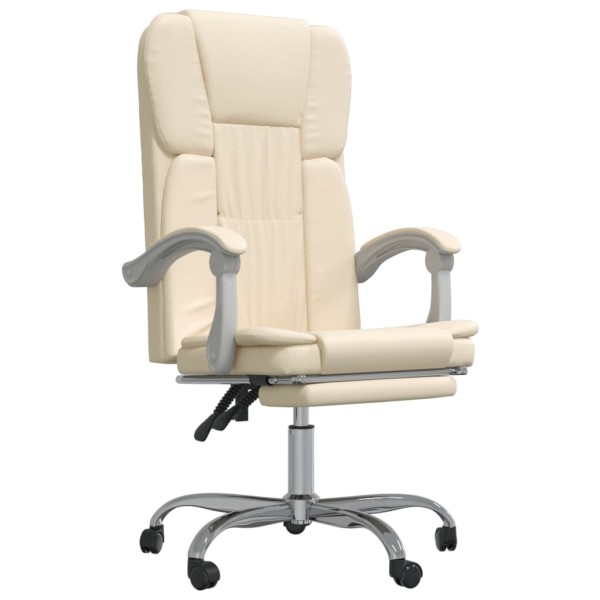 Silla de oficina reclinable cuero sintético crema