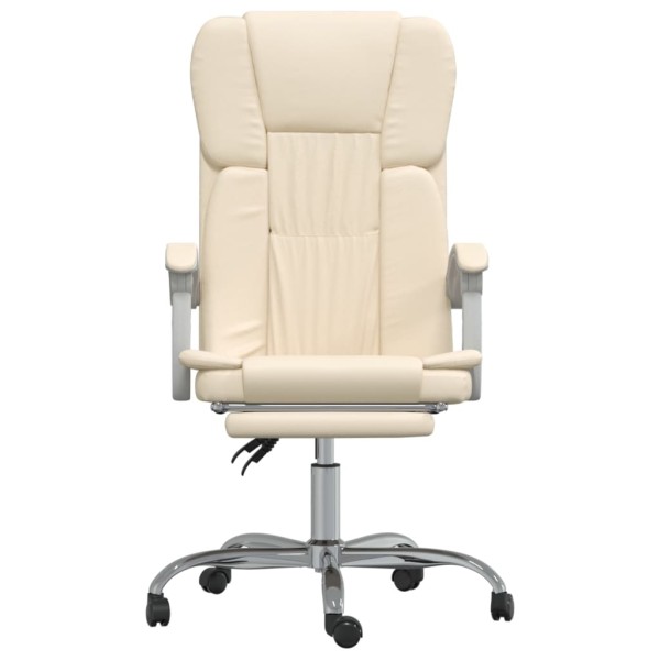 Silla de oficina reclinable cuero sintético crema