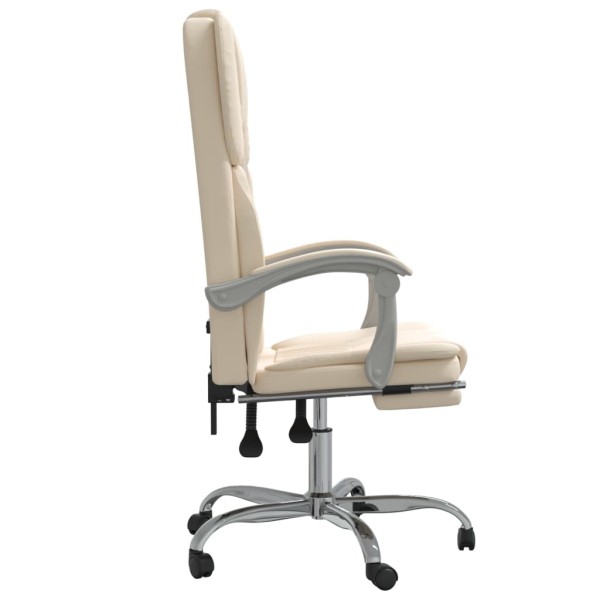 Silla de oficina reclinable cuero sintético crema