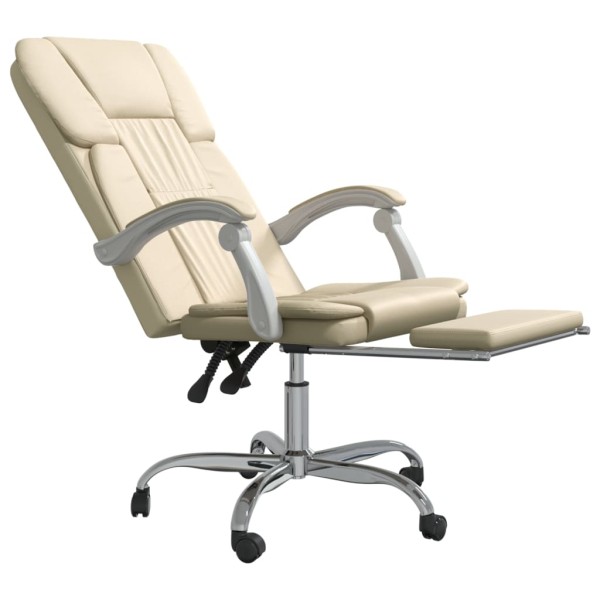 Silla de oficina reclinable cuero sintético crema