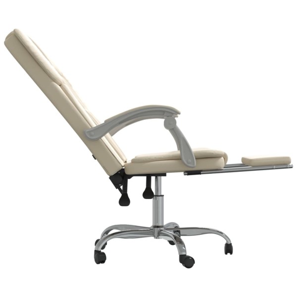 Silla de oficina reclinable cuero sintético crema