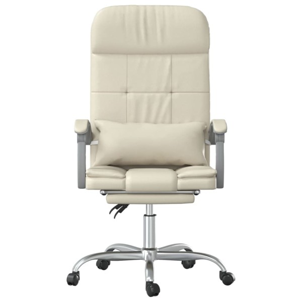 Silla de oficina reclinable masaje cuero sintético color crema