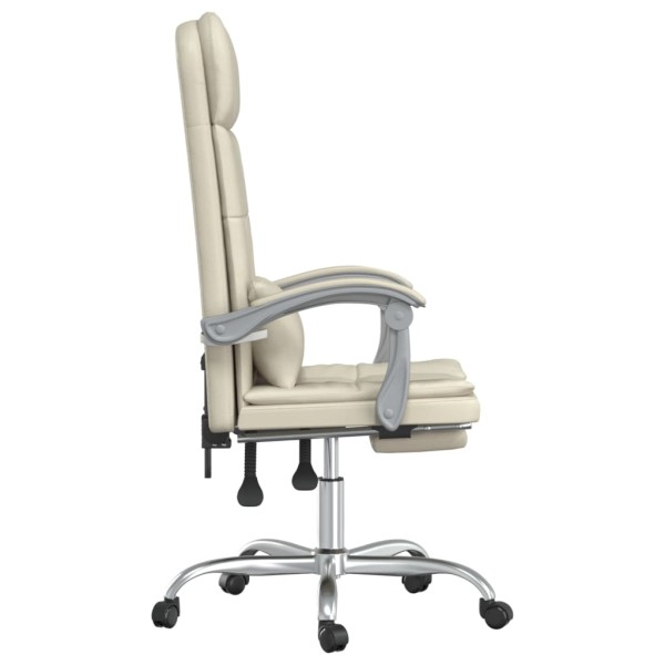 Silla de oficina reclinable masaje cuero sintético color crema