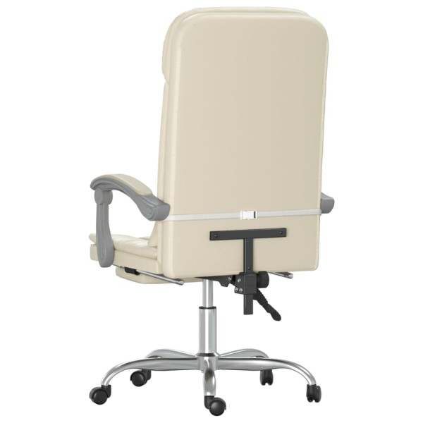 Silla de oficina reclinable masaje cuero sintético color crema