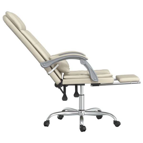 Silla de oficina reclinable masaje cuero sintético color crema