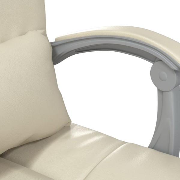 Silla de oficina reclinable masaje cuero sintético color crema