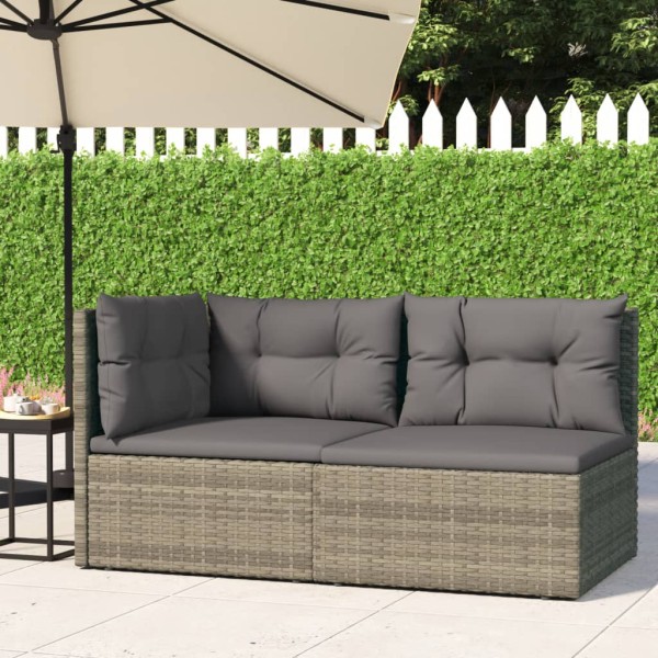 Set de muebles de jardín 2 pzas cojines ratán sintético gris