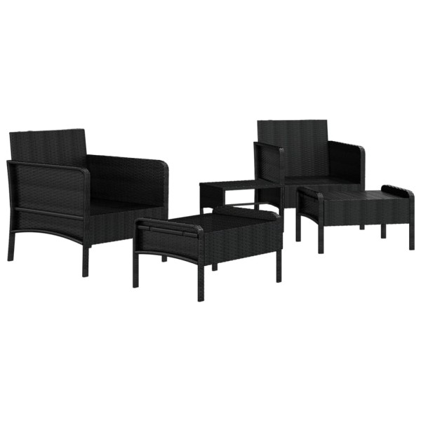 Set de muebles de jardín 5 pzas y cojines ratán sintético negro