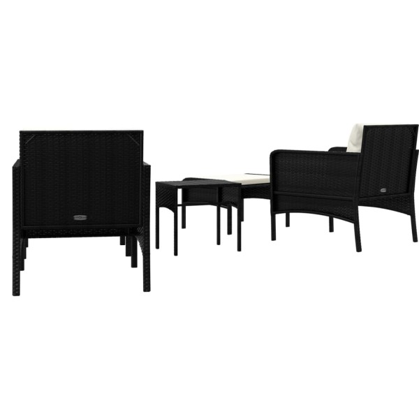 Set de muebles de jardín 5 pzas y cojines ratán sintético negro