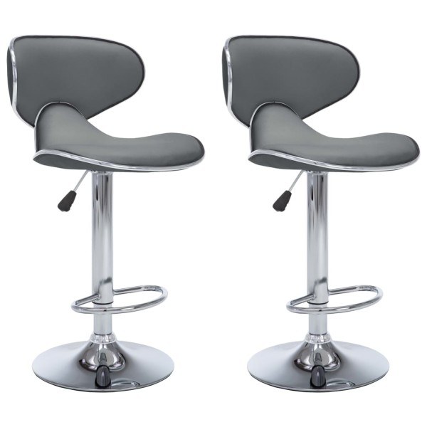 323648 Bar Stools 2 pcs Grey Faux Leather