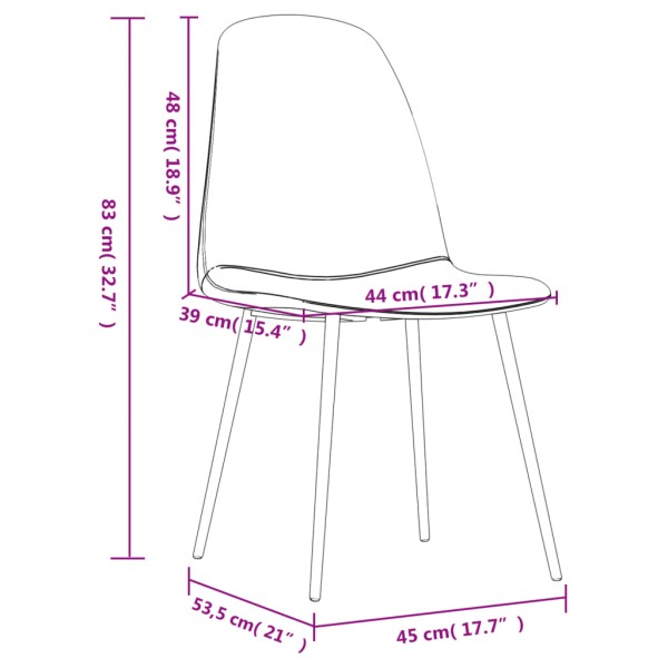 Sillas comedor 4 uds cuero sintético marrón claro 45x53,5x83 cm