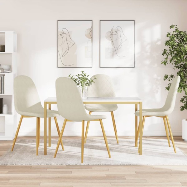 Sillas de comedor 4 unidades terciopelo blanco crema