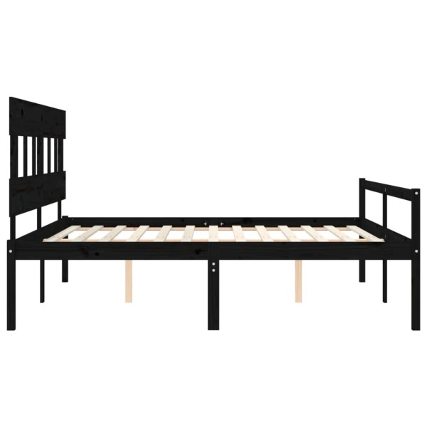 Cama matrimonio personas mayores cabecero madera maciza negro