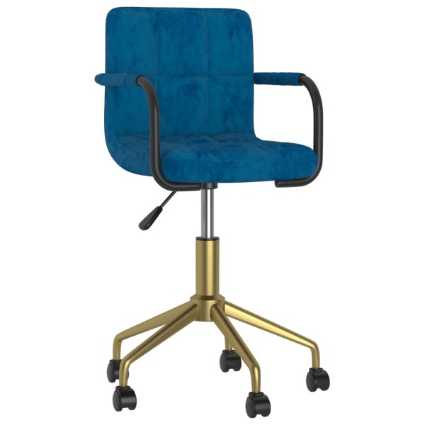 Silla de comedor giratoria de terciopelo azul