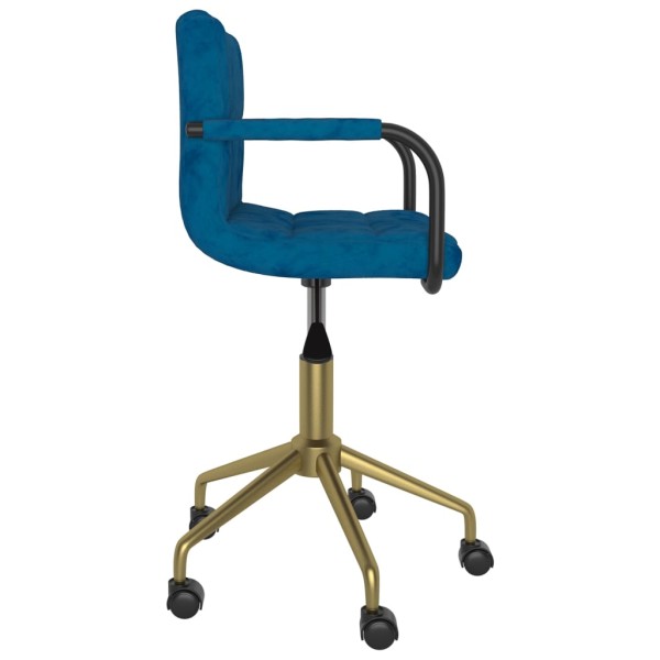 Silla de comedor giratoria de terciopelo azul