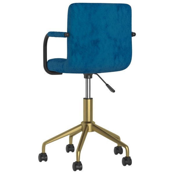 Silla de comedor giratoria de terciopelo azul