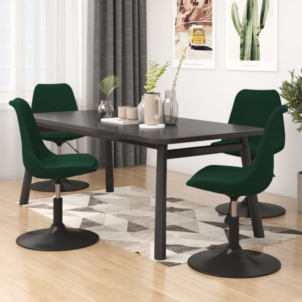 Sillas de comedor giratorias 4 uds terciopelo verde oscuro