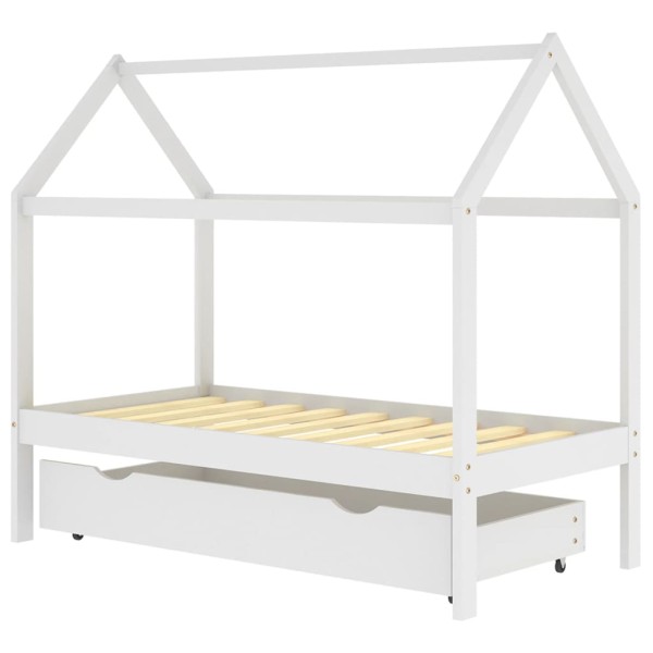 Estructura de cama infantil cajón madera pino blanco 80x160 cm