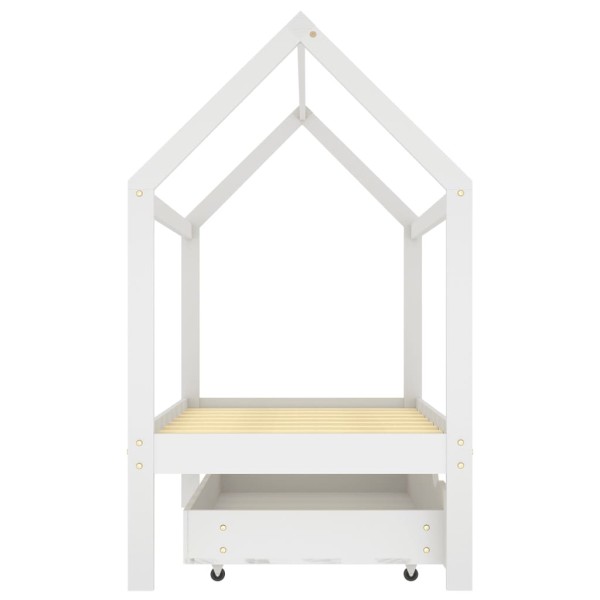 Estructura de cama infantil cajón madera pino blanco 80x160 cm