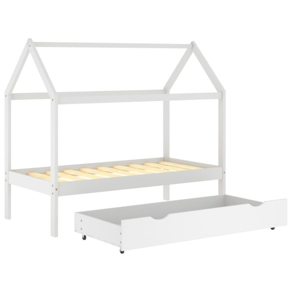 Estructura de cama infantil cajón madera pino blanco 80x160 cm