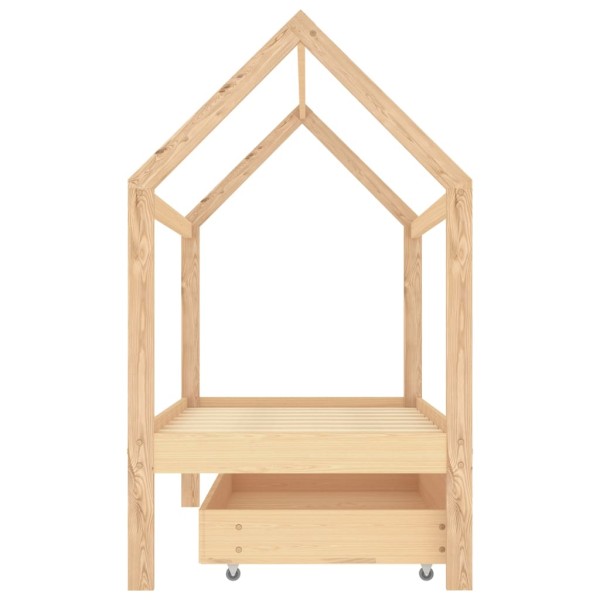 Estructura de cama infantil con cajón madera de pino 80x160 cm