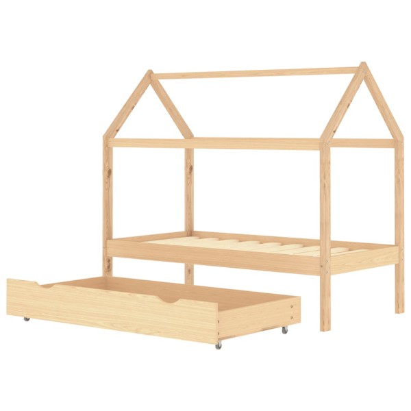 Estructura de cama infantil con cajón madera de pino 80x160 cm