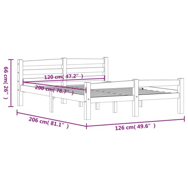 Estructura de cama de madera maciza de pino blanca 120x200 cm