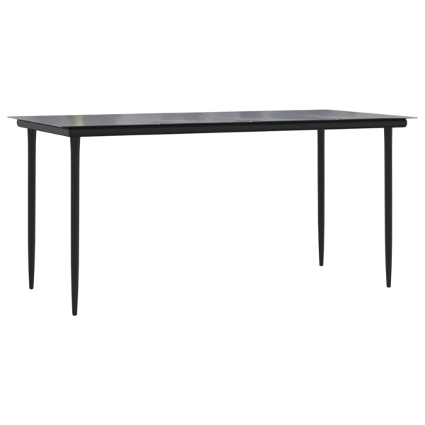 Set comedor jardín 9 pzas y cojines ratán sintético negro gris