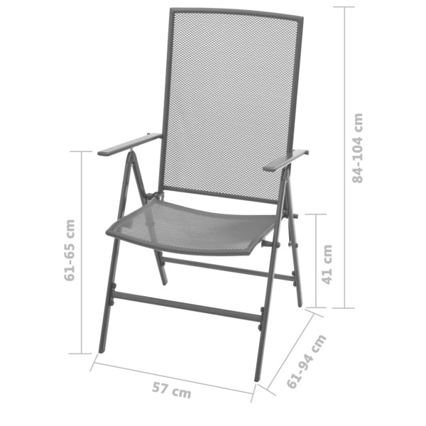 Juego de comedor de jardín 3 piezas acero gris antracita