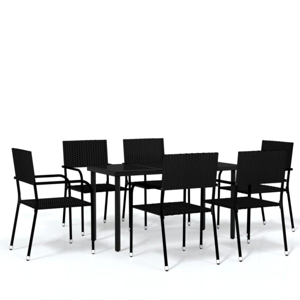 Juego de comedor para jardín 7 piezas negro