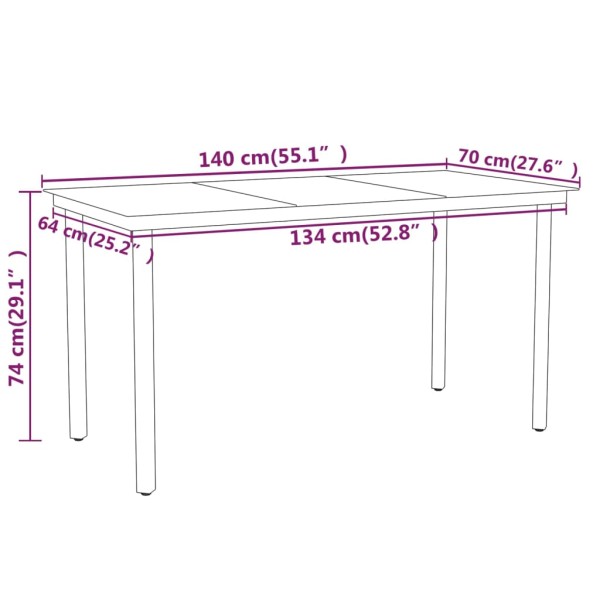 Juego de comedor para jardín 7 piezas negro