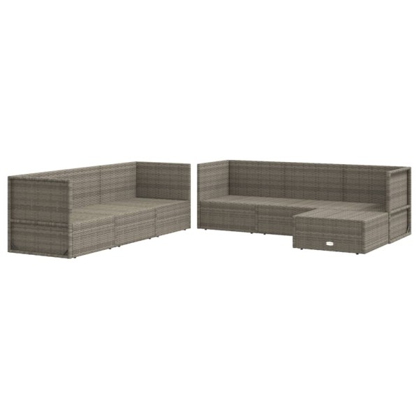 Set de muebles de jardín 7 pzas y cojines ratán sintético gris