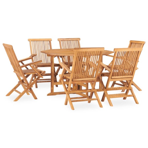 Set comedor de jardín plegable 7 piezas madera maciza de teca