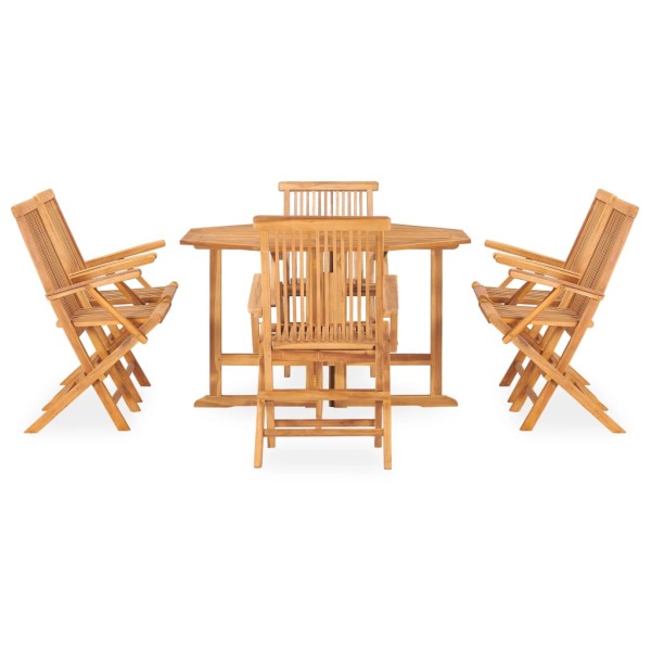 Set comedor de jardín plegable 7 piezas madera maciza de teca