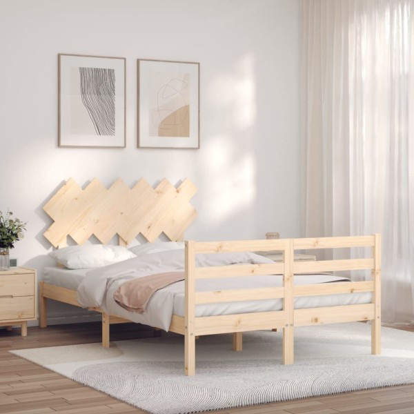 Estructura de cama con cabecero madera maciza 120x200 cm