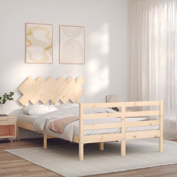 Estructura de cama con cabecero madera maciza 120x200 cm