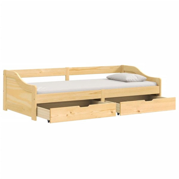 Sofá cama con 2 cajones madera maciza pino IRUN 90x200cm