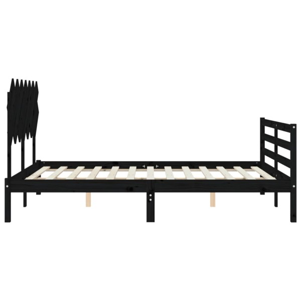 Estructura de cama con cabecero madera maciza gris 140x200 cm