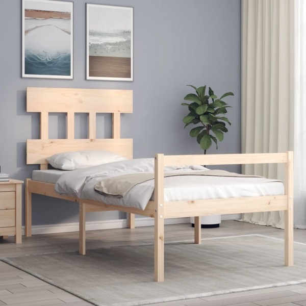 Cama para personas mayores con cabecero madera maciza 90x200 cm