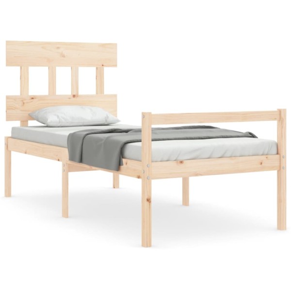 Cama para personas mayores con cabecero madera maciza 90x200 cm