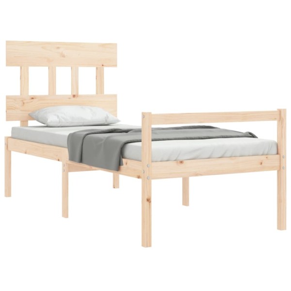 Cama para personas mayores con cabecero madera maciza 90x200 cm