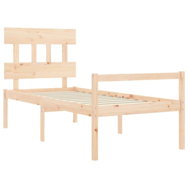 Cama para personas mayores con cabecero madera maciza 90x200 cm