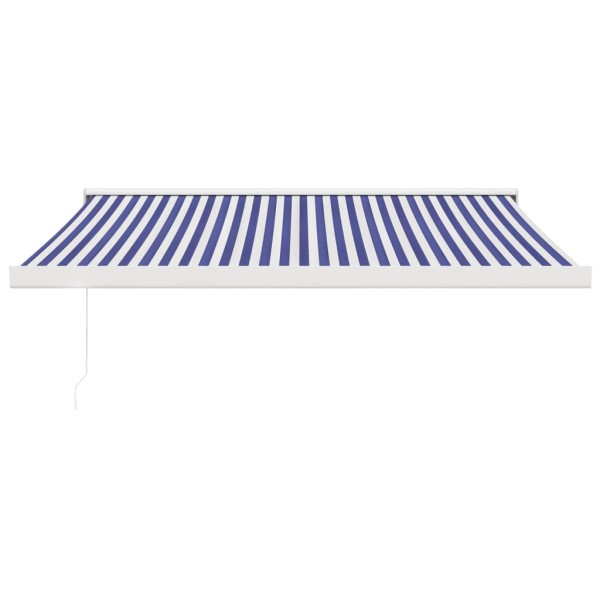 Toldo retráctil aluminio y tela azul y blanco 3x2,5 m