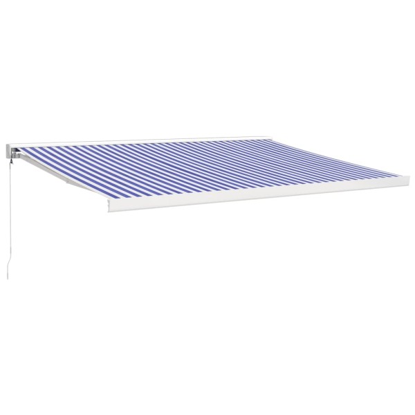 Toldo retráctil aluminio y tela azul y blanco 4,5x3 m