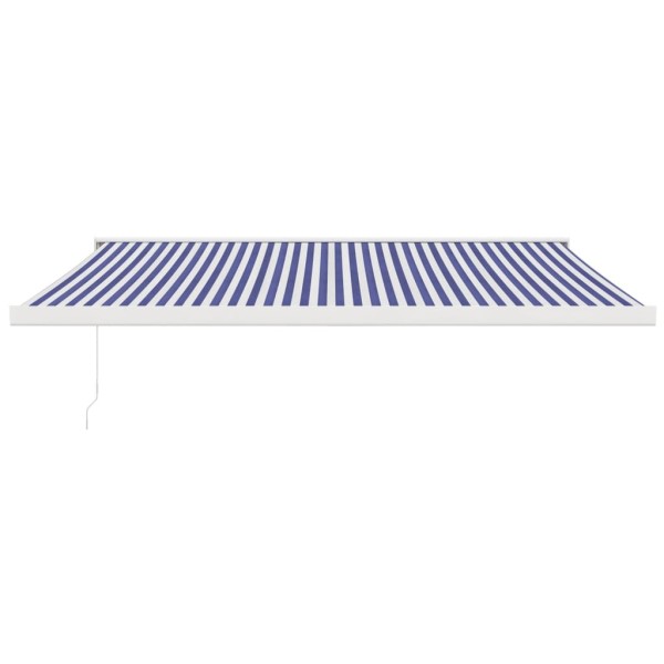 Toldo retráctil aluminio y tela azul y blanco 4,5x3 m