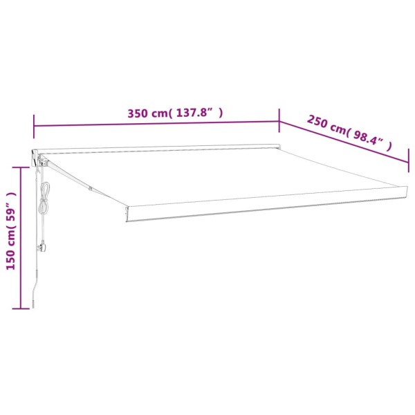 Toldo retráctil aluminio y tela gris antracita 3,5x2,5 m