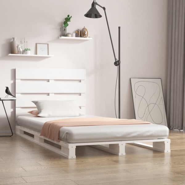 Estructura de cama madera maciza de pino blanco 90x190 cm