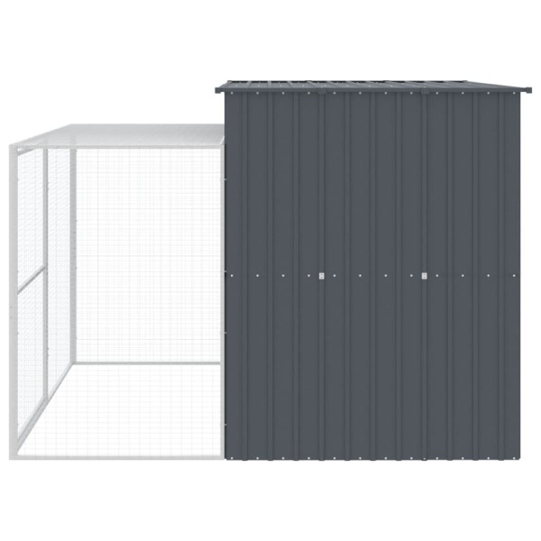 Caseta perros con corral acero galvanizado gris 214x253x181 cm